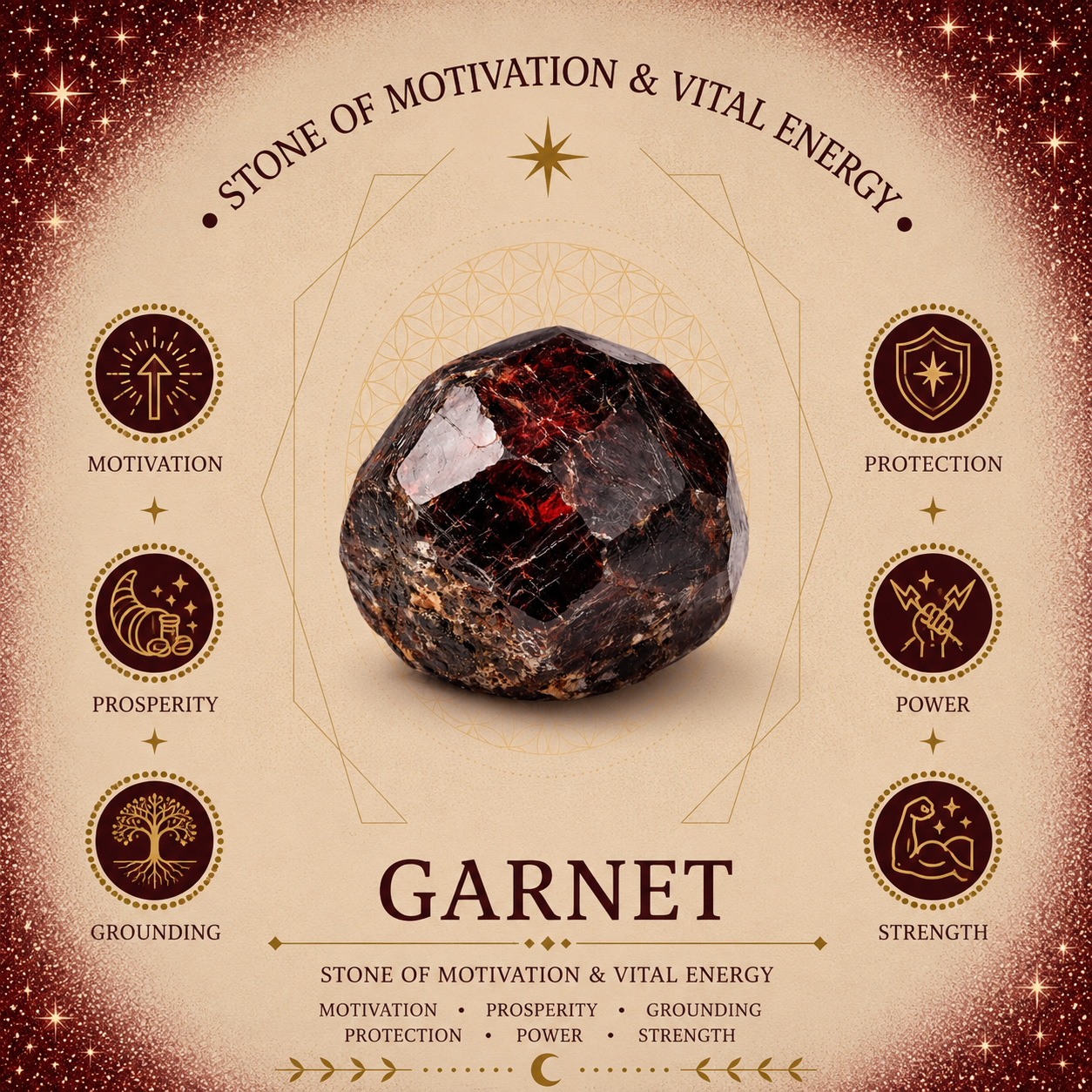 150ml Passion - Garnet Gemstone Chips & Ylang Ylang Harmonia Essential Oil Spray