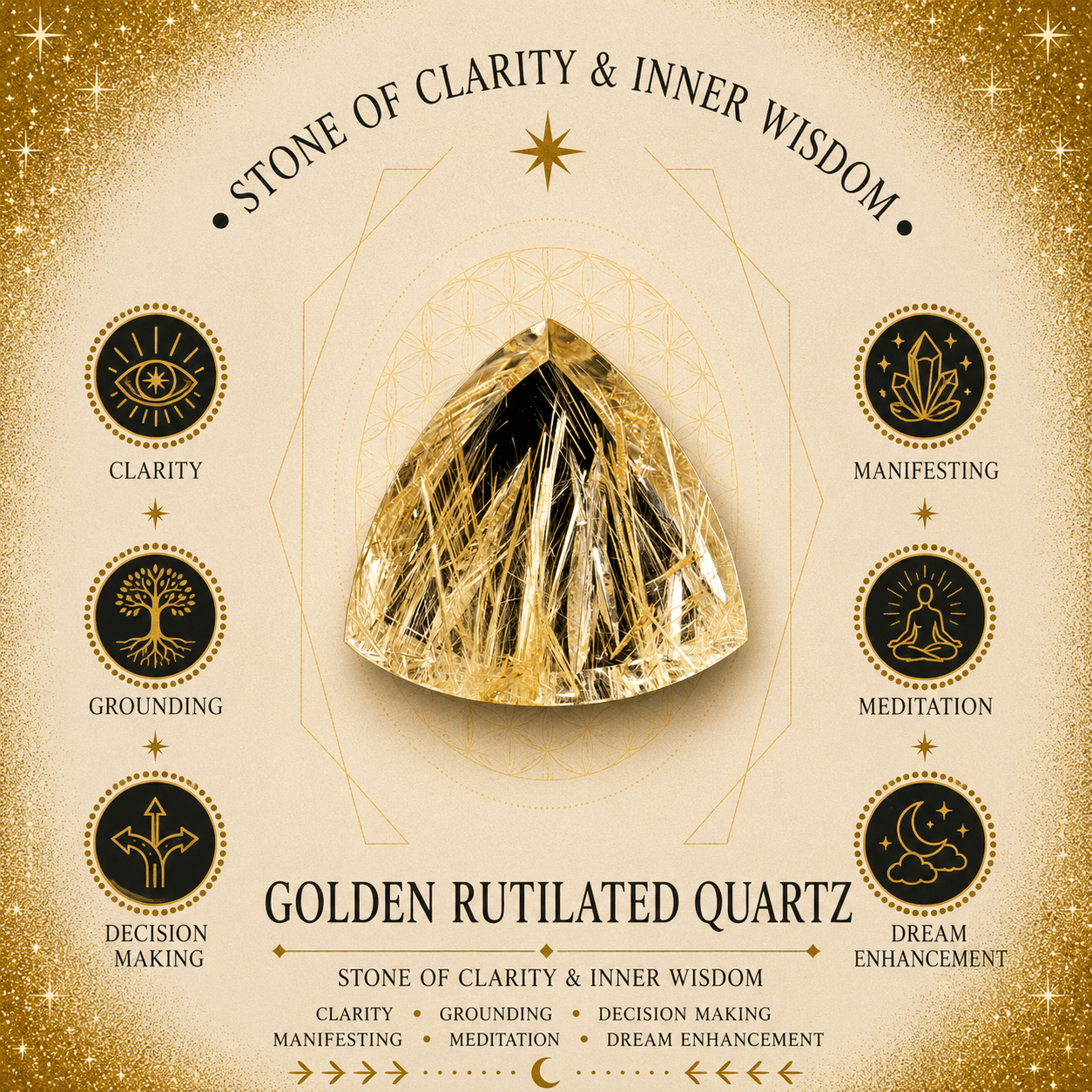 Golden Rutilated Quartz Gemstone Chip Bracelet