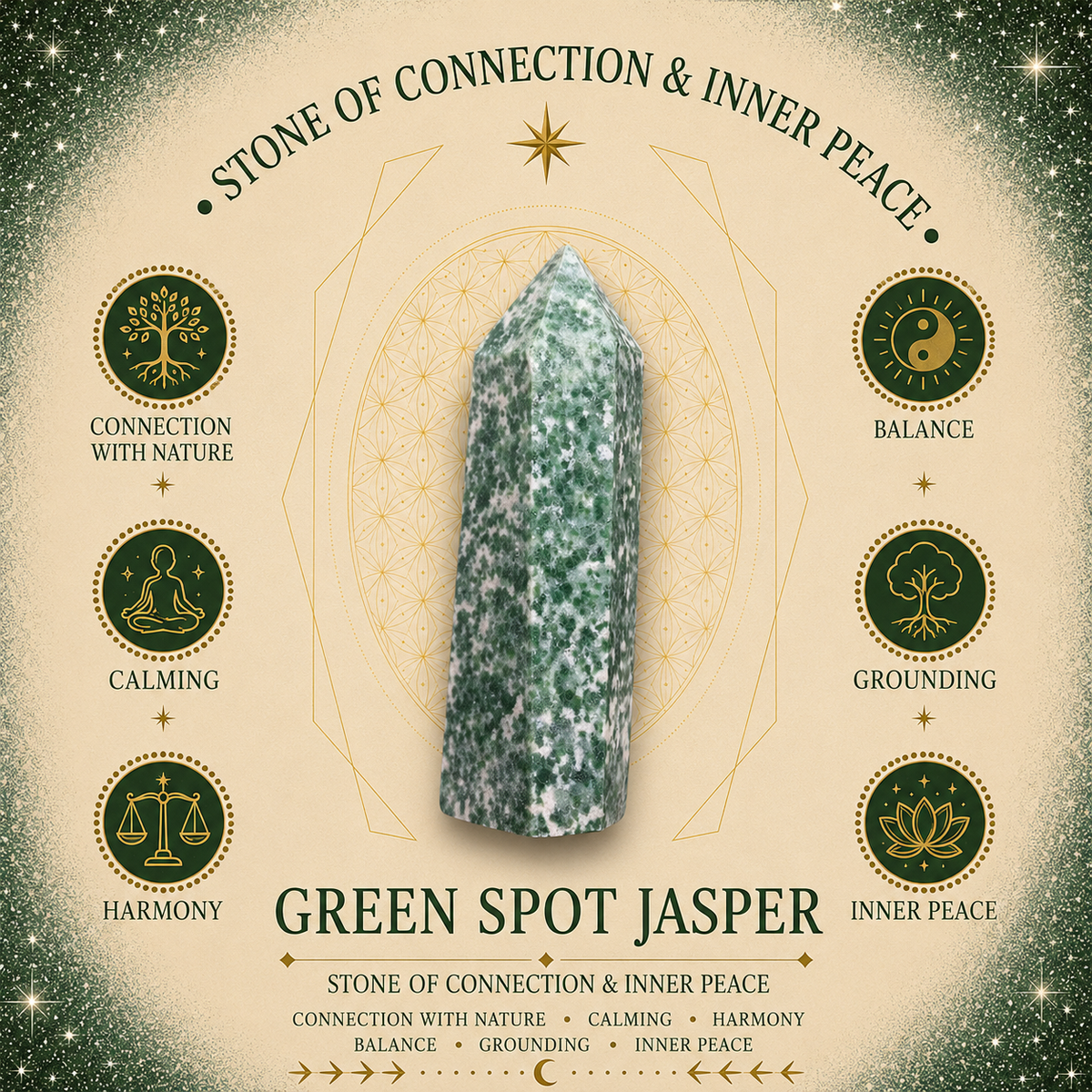 Green Spot Jasper 2cm Gemstone Heart