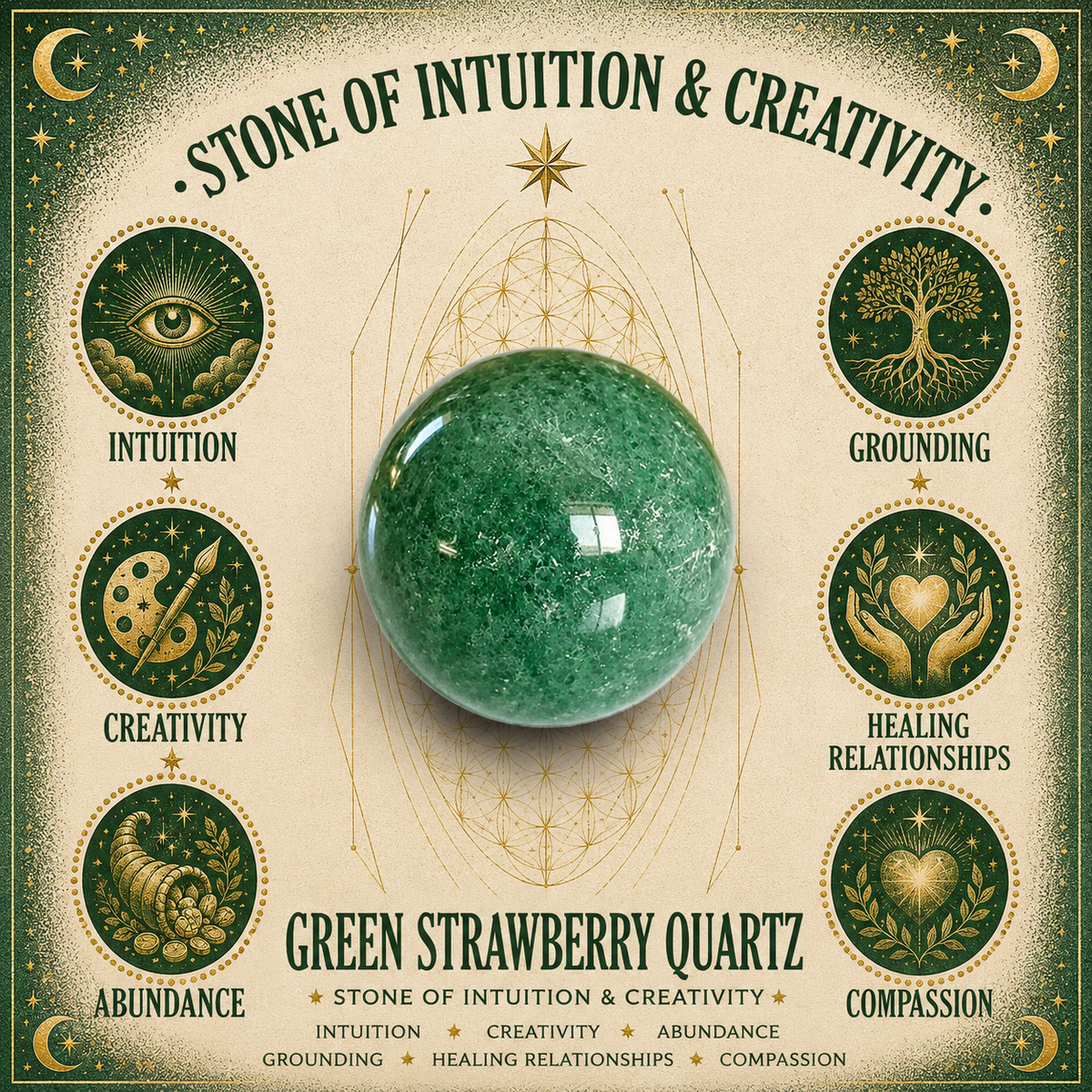 Green Strawberry Quartz 2cm Gemstone Heart