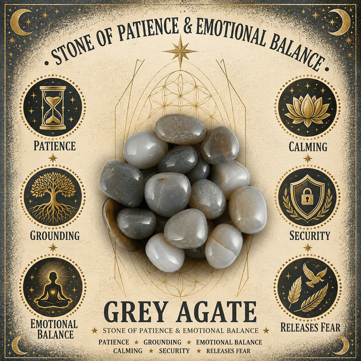 10mm Grey Agate Gemstone Bracelet