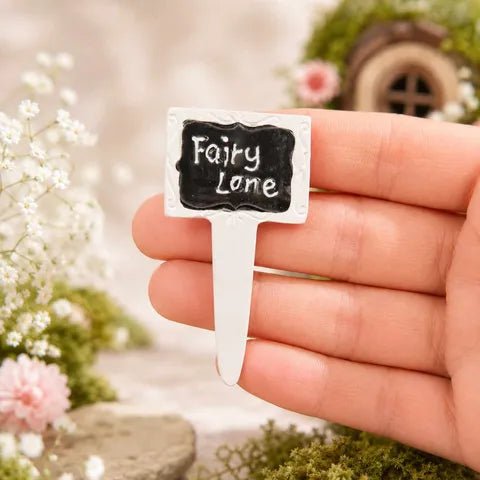 7cm White "Fairy Lane" Fairy Garden Sign