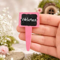 7cm Pink "Welcome" Fairy Garden Sign