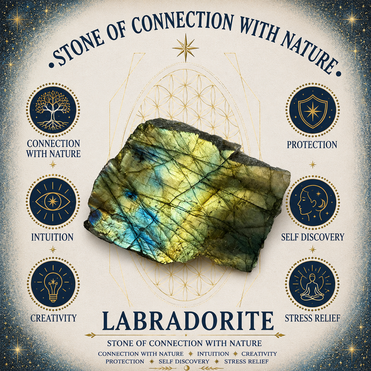 Labradorite Heart Shape Worry Stone (Thumb Stone)