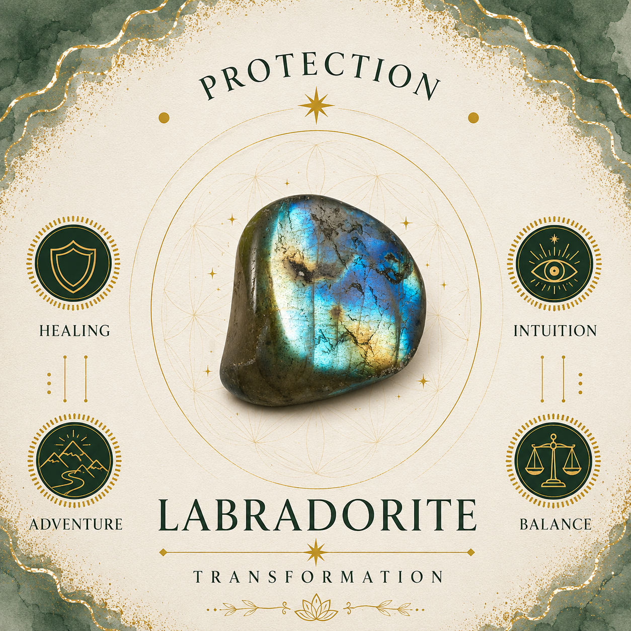 Labradorite Oval Shape Worry Stone (Thumb Stone)