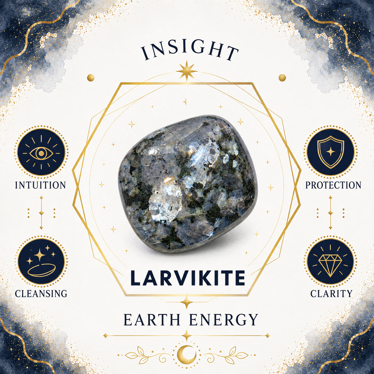 Larvikite Oval Shape Worry Stone (Thumb Stone)