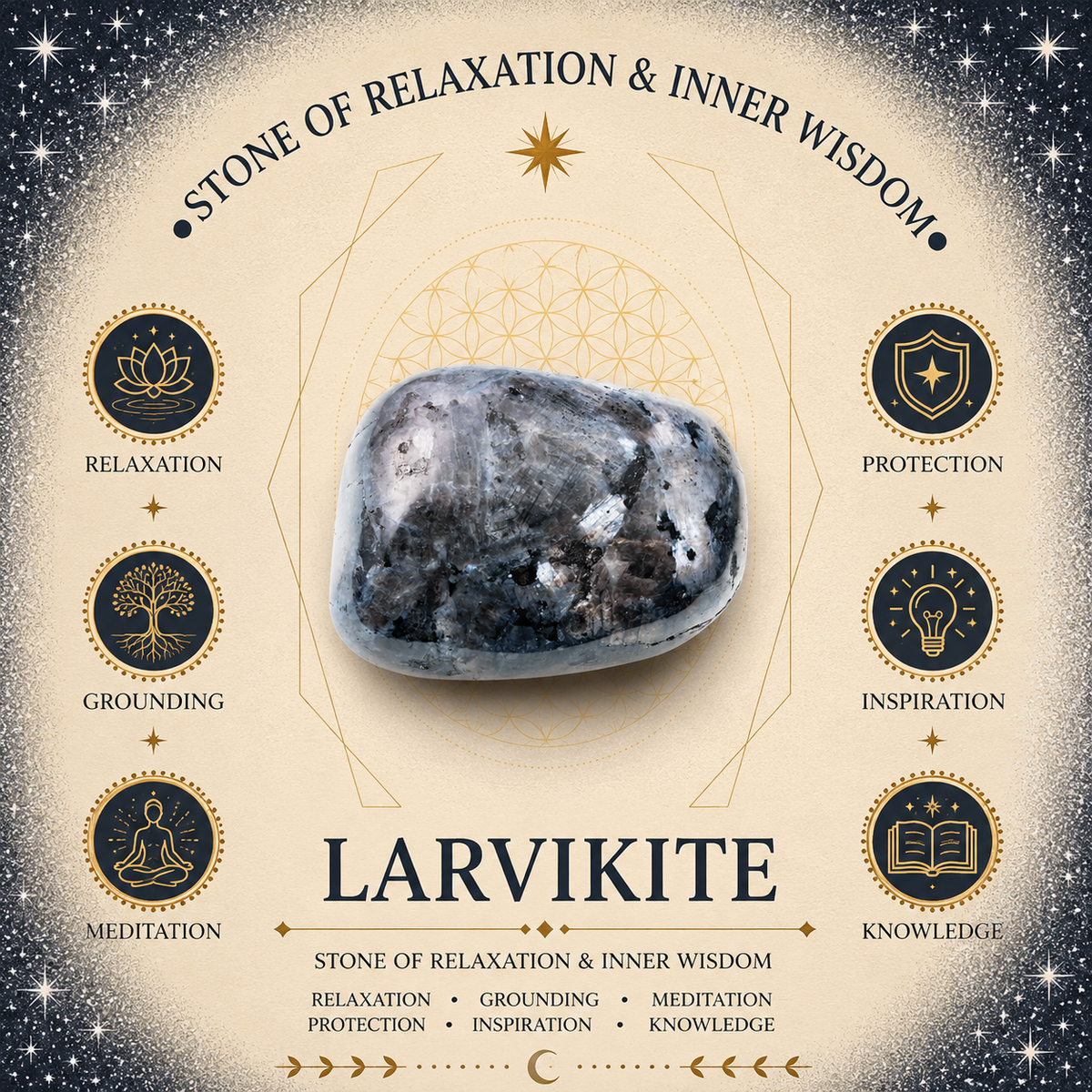 Gold Cross on Larvikite Palm