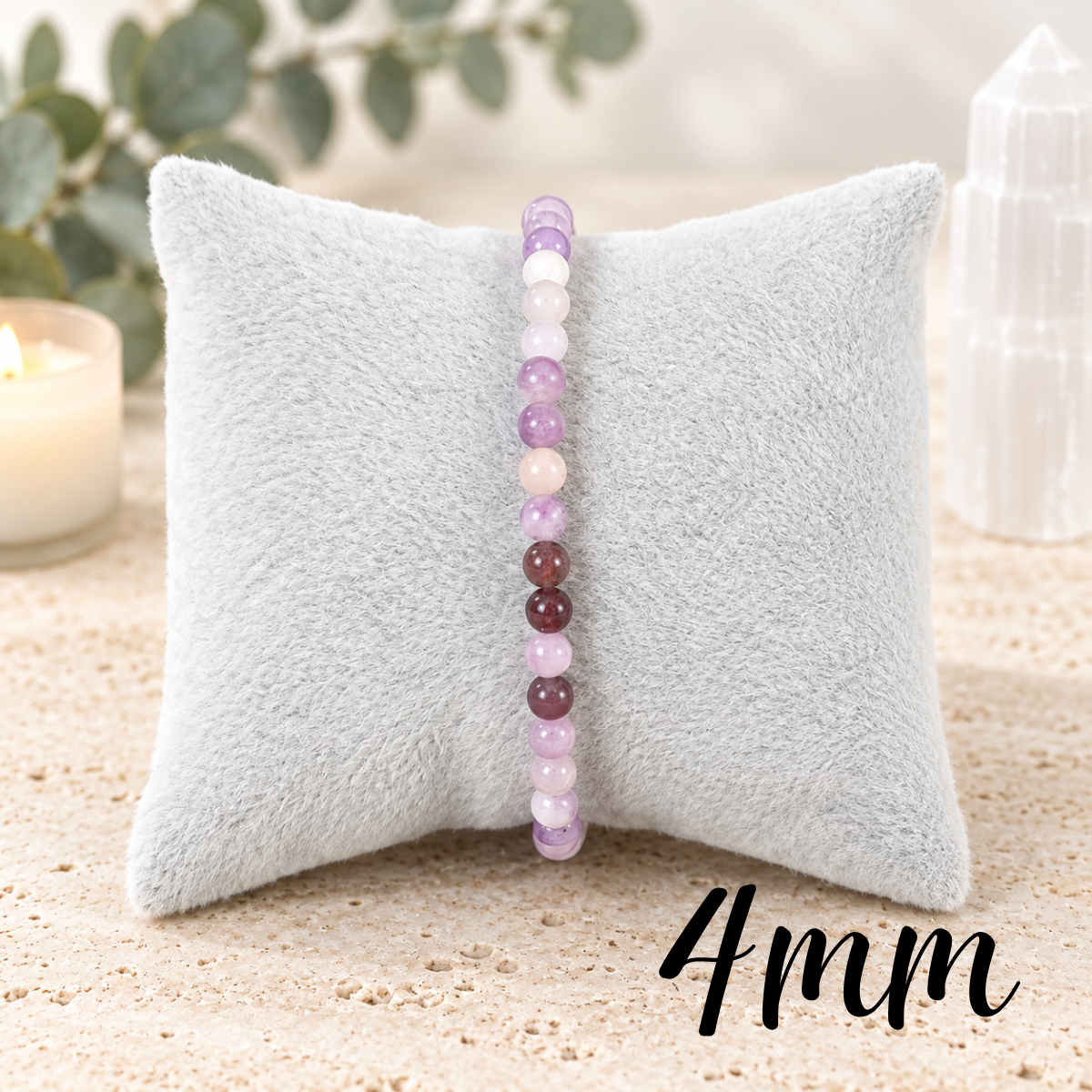 4mm Lepidolite Gemstone Bracelet