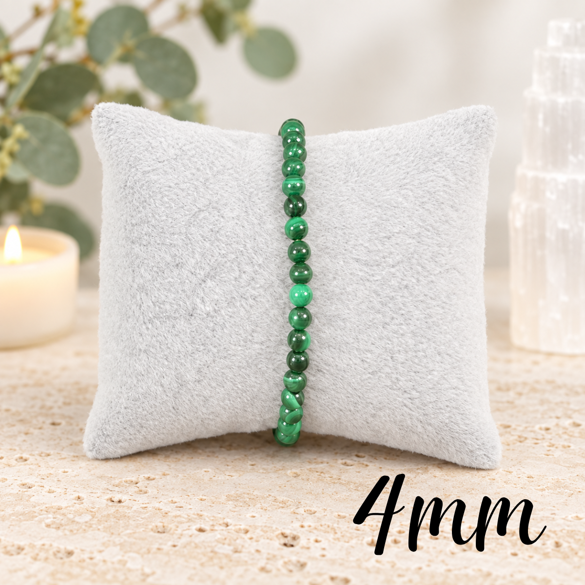 4mm Malachite Gemstone Bracelet