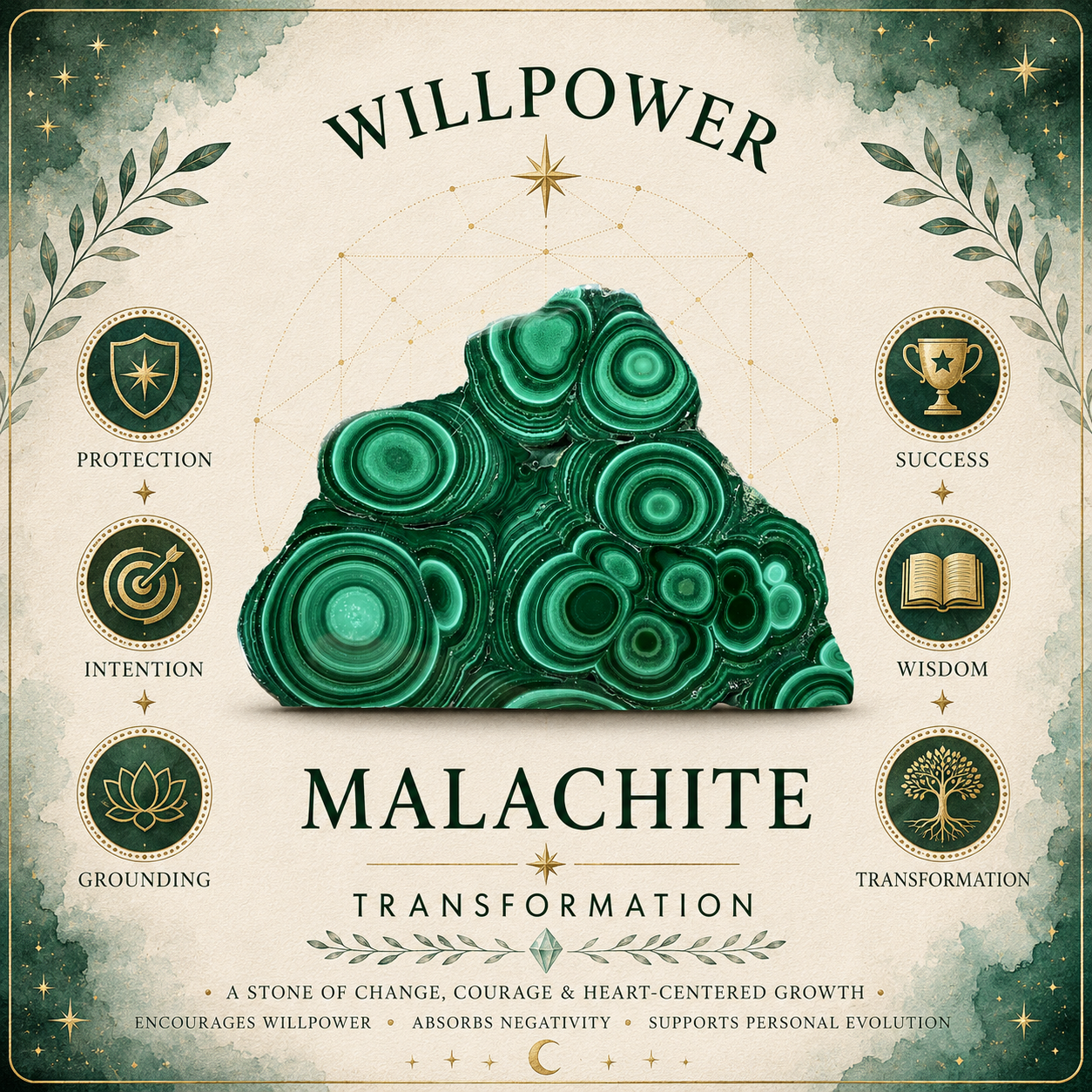 10mm Malachite Gemstone Bracelet