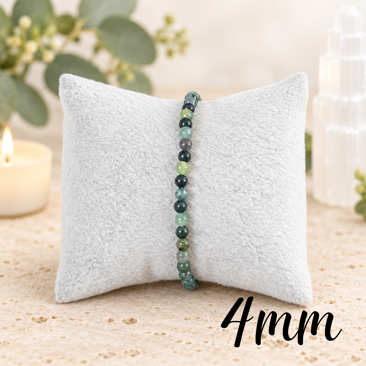 4mm Moss Agate Gemstone Bracelet