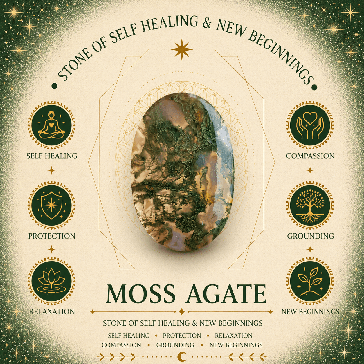 20cm Moss Agate Cloud Suncatcher