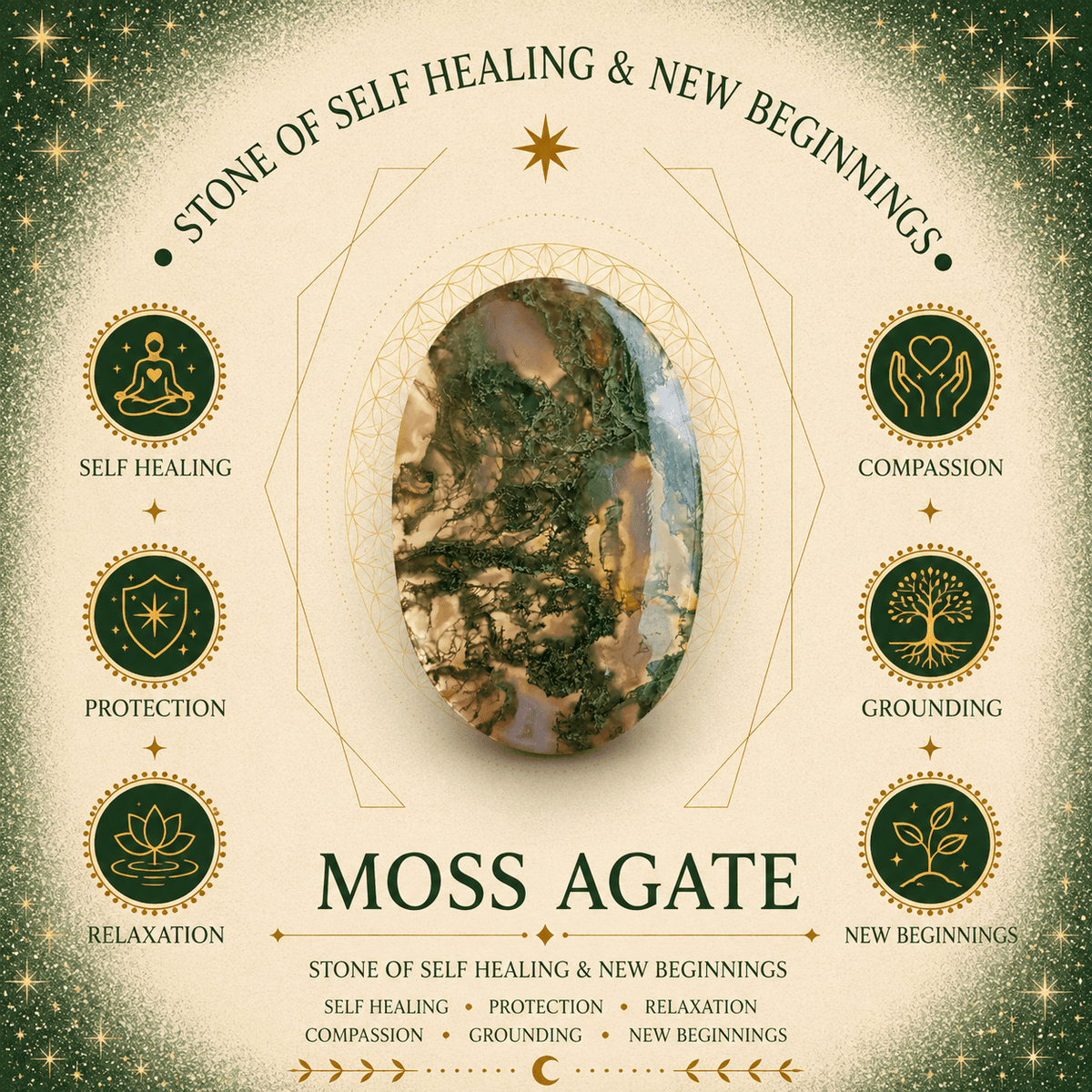 100g Moss Agate Gemstone Chips