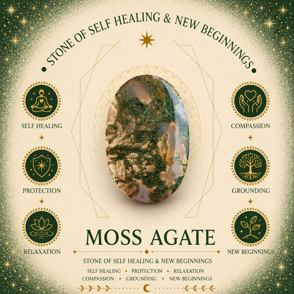 Moss Agate 2cm Gemstone Heart