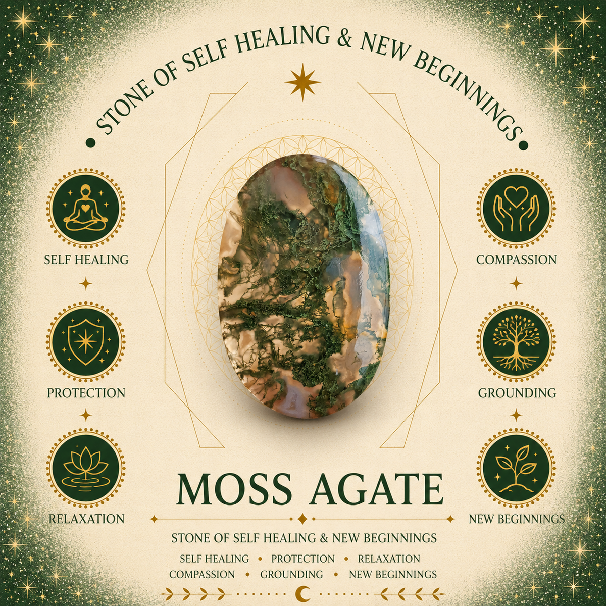Moss Agate 2cm Gemstone Heart