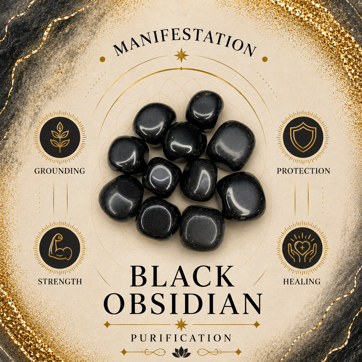 Obsidian Chip Waterfall Backflow Incense Burner & 20 Cones
