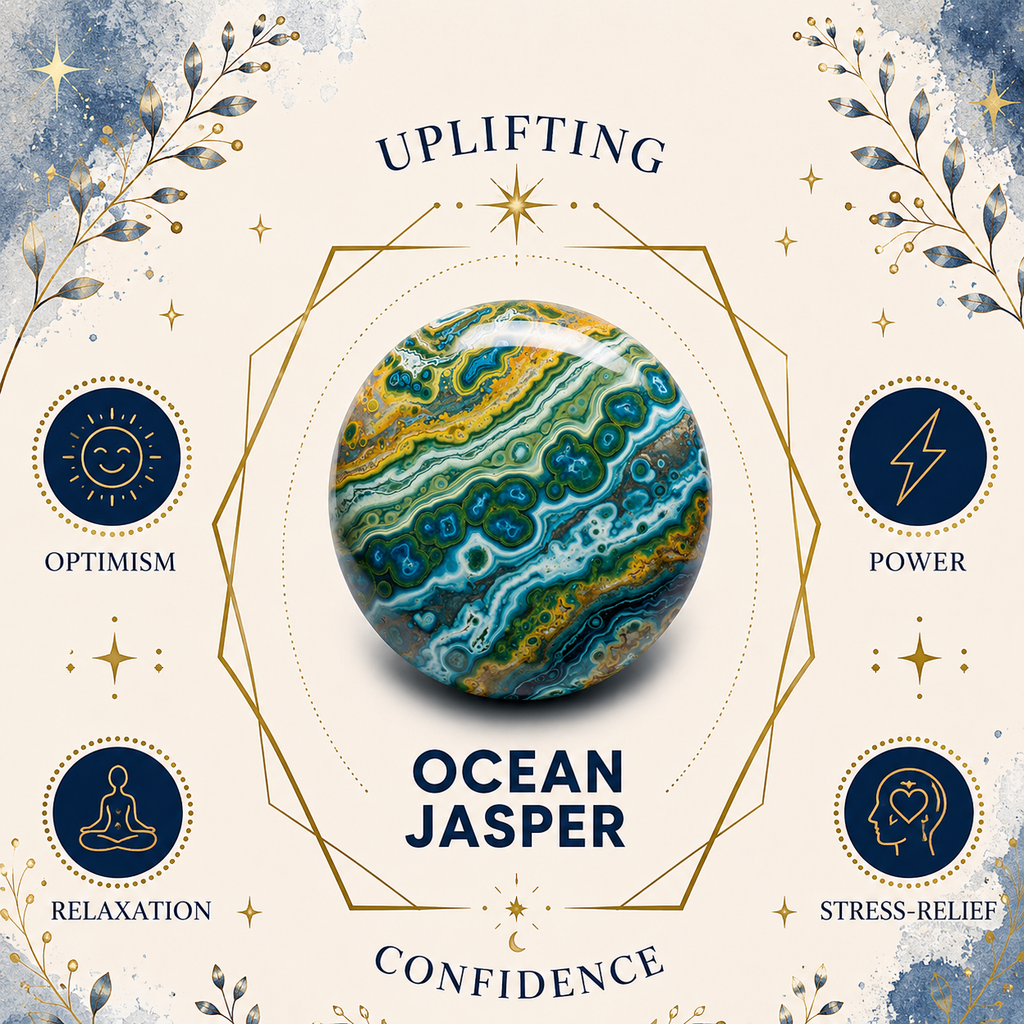 Ocean Jasper Heart Shape Worry Stone (Thumb Stone)