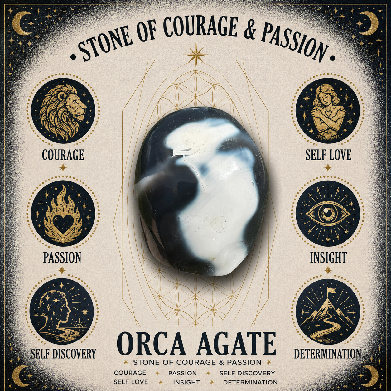 8mm Orca Agate Gemstone Bracelet