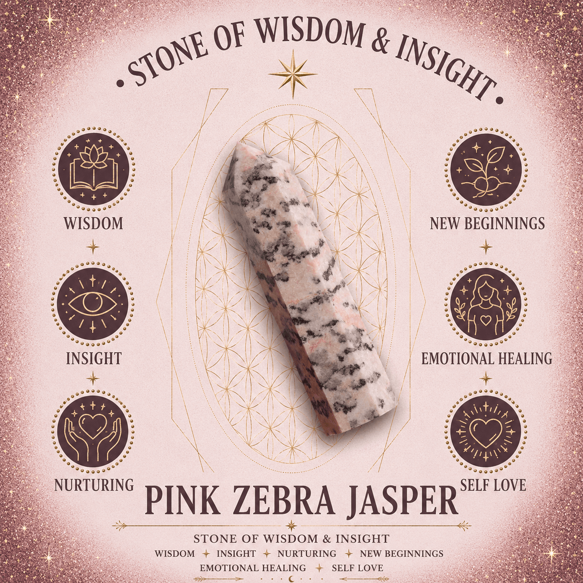 133g Pink Zebra Jasper Tower