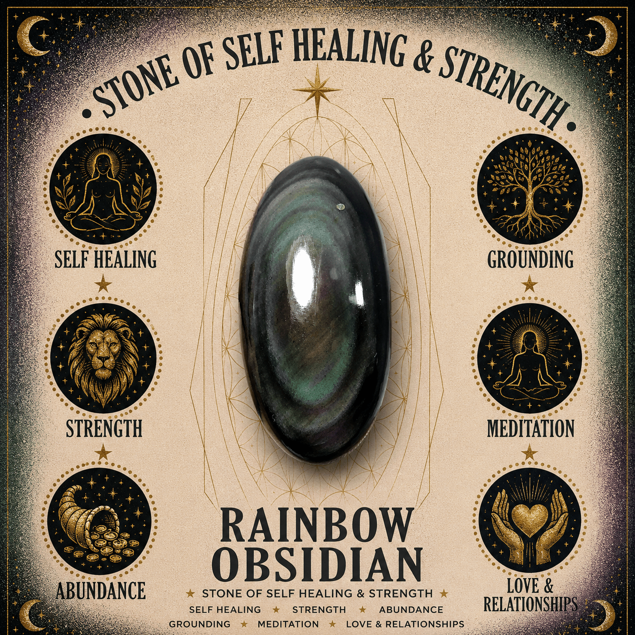 12mm Rainbow Obsidian Gemstone Bracelet