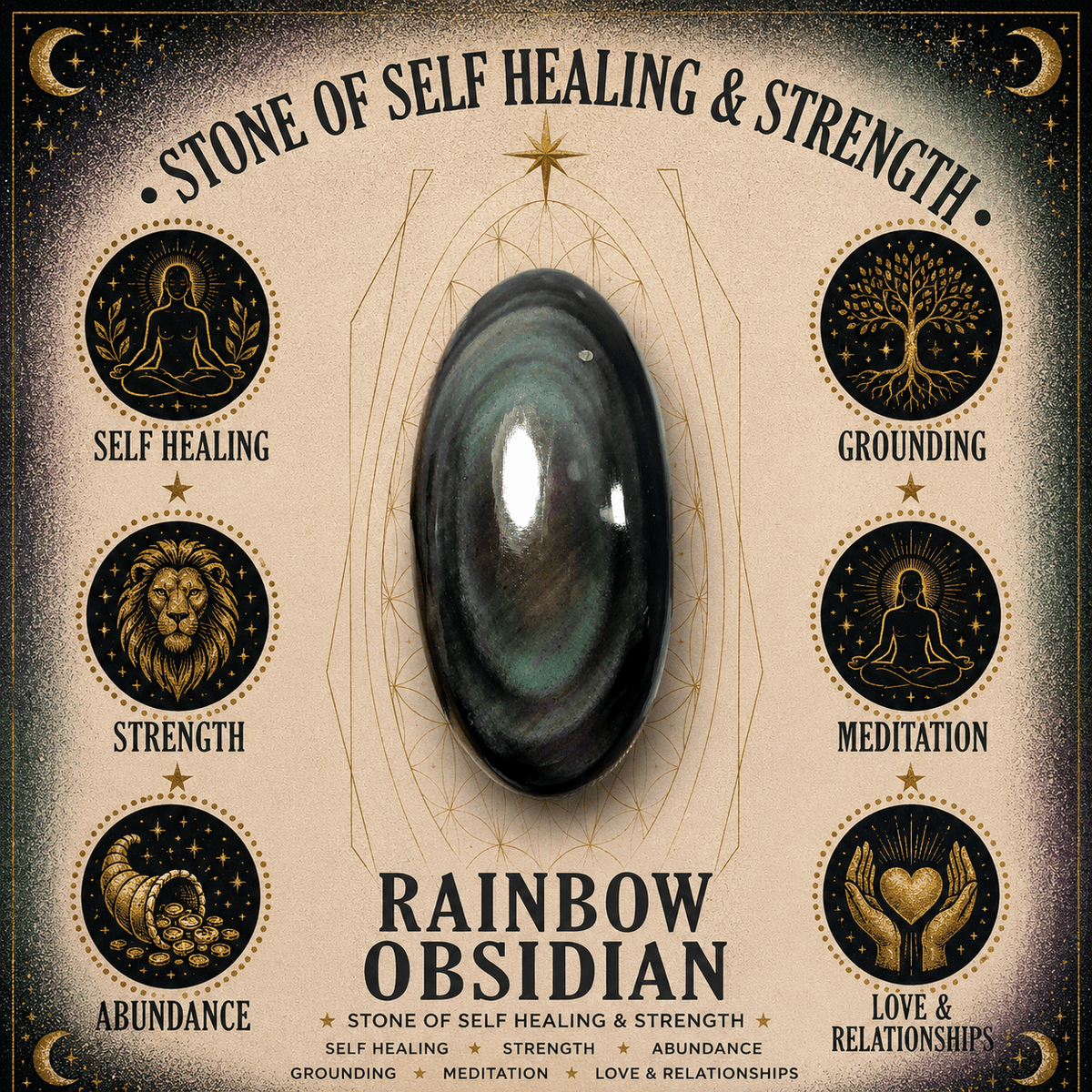 6mm Rainbow Obsidian Gemstone Bracelet