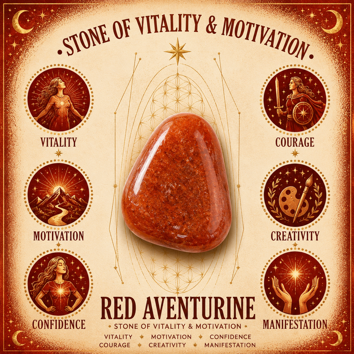 Red Aventurine 1.5cm Gemstone Star