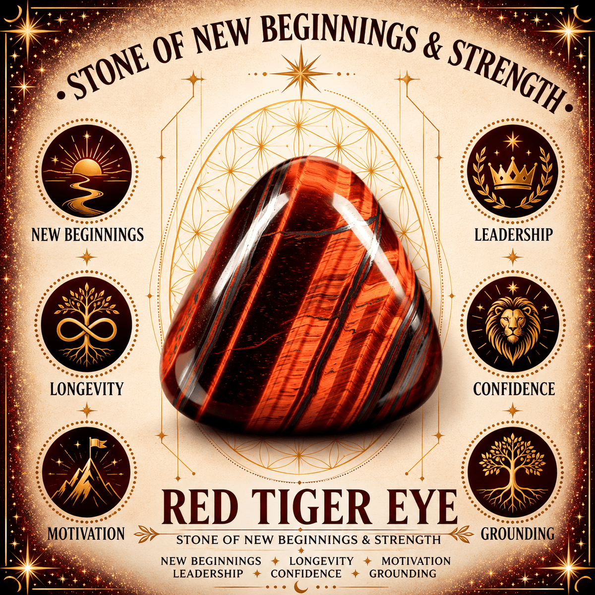 6mm Red Tiger Eye Gemstone Bracelet