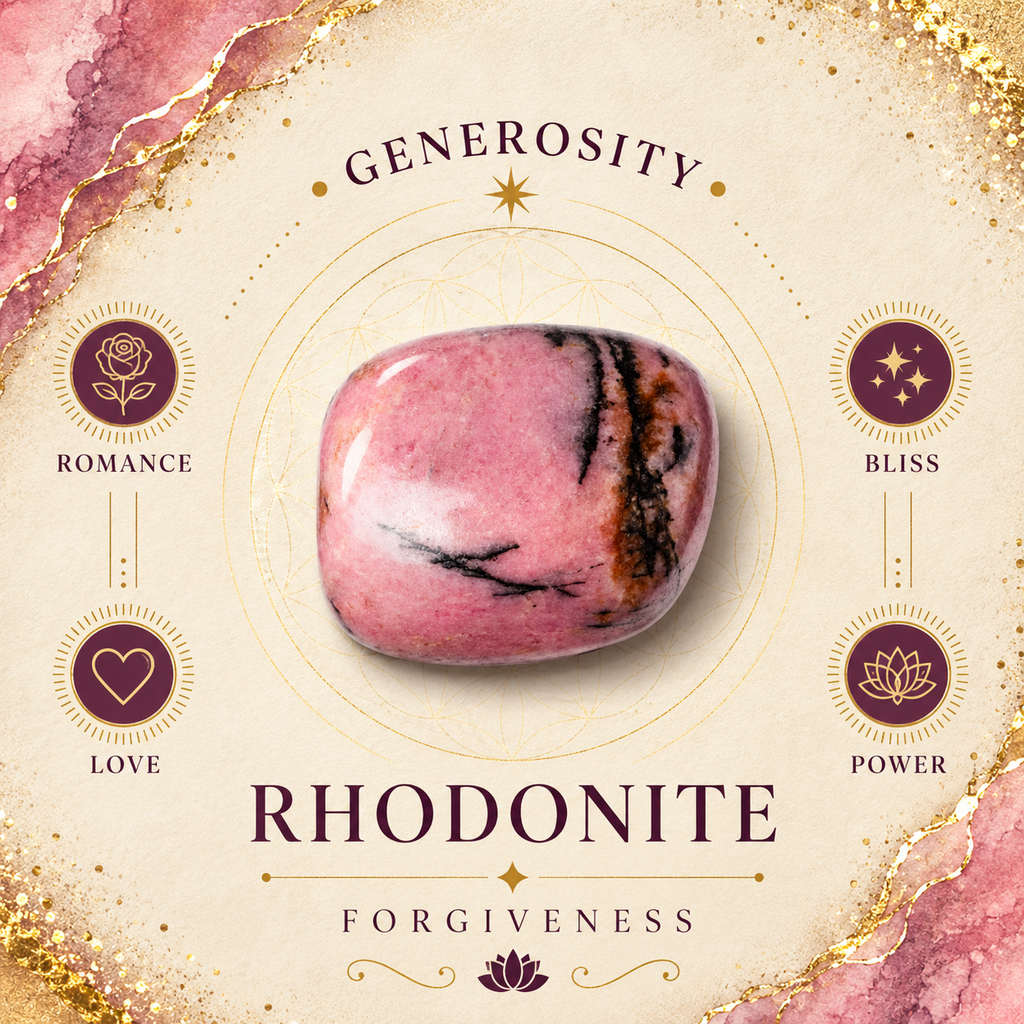 Rhodonite Heart Shape Worry Stone (Thumb Stone)