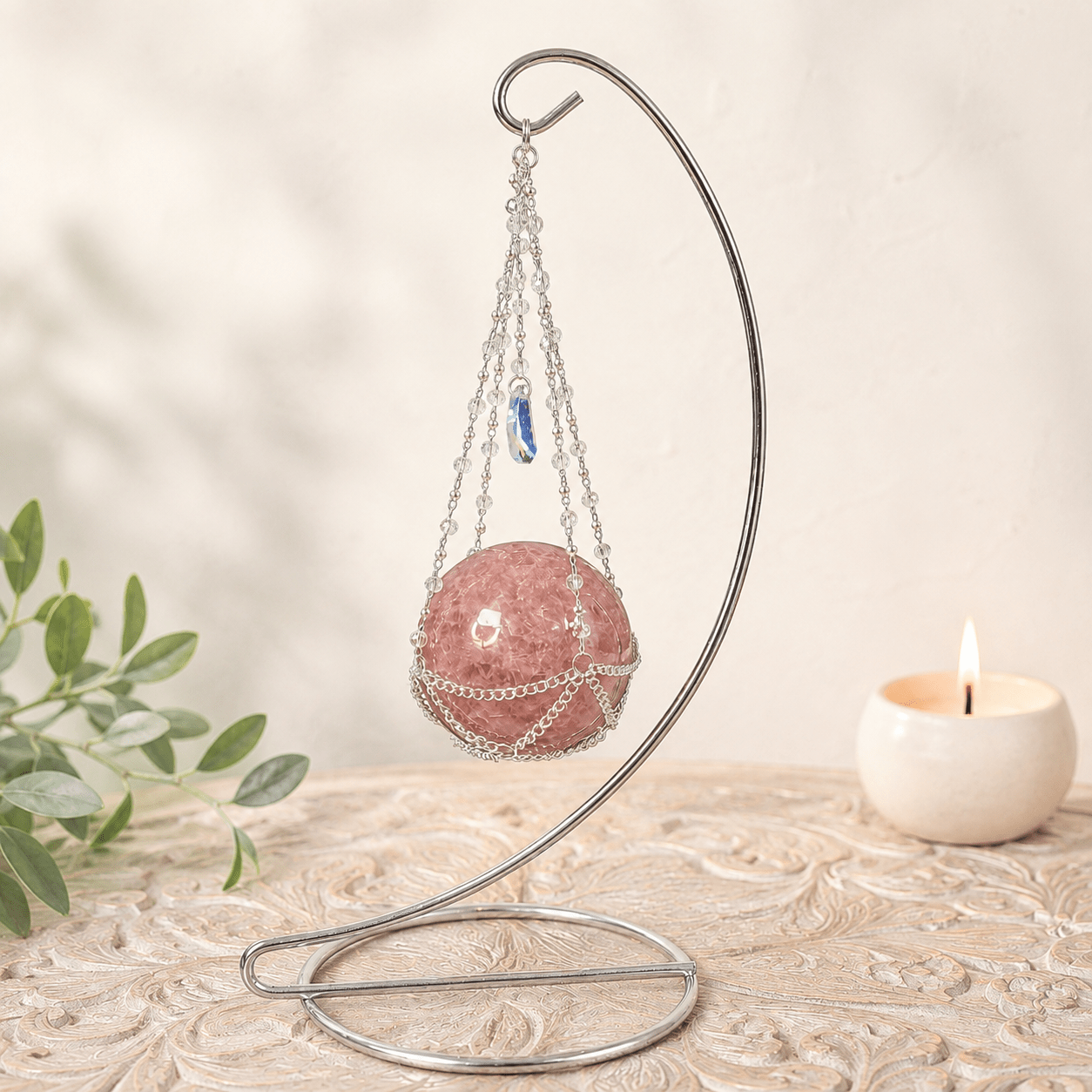 Silver Hanging Sphere Stand