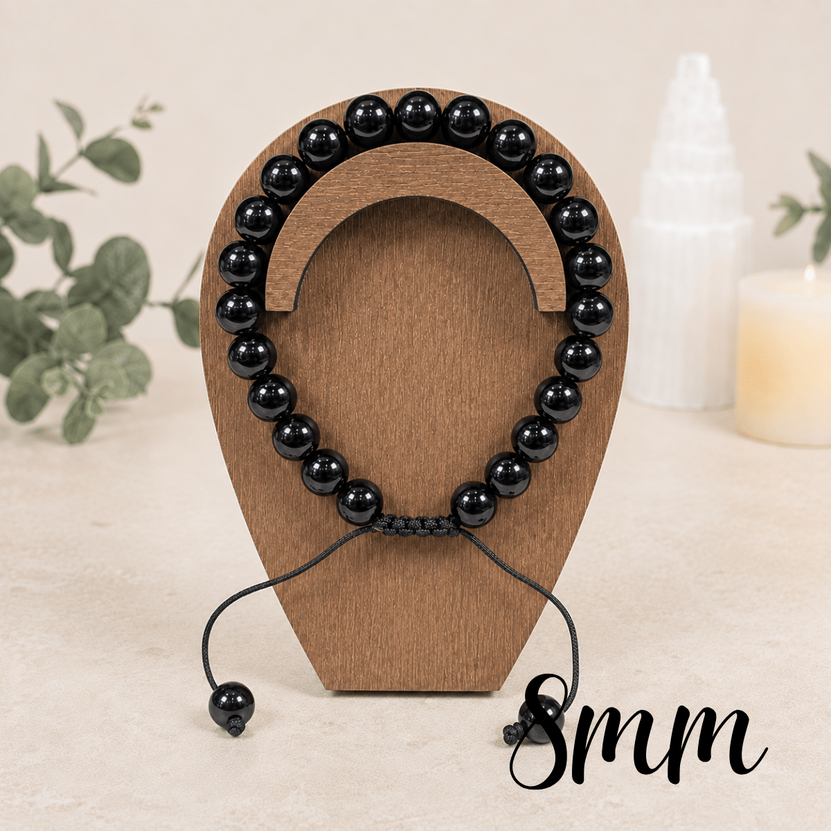 8mm Obsidian Adjustable Gemstone Bracelet