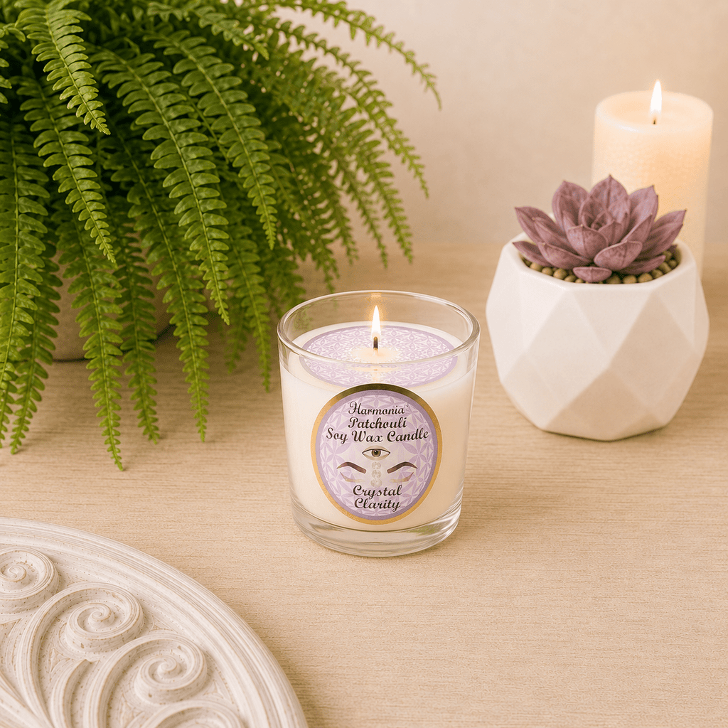 Clarity - Clear Quartz with Patchouli Soy Wax Tealight Candle