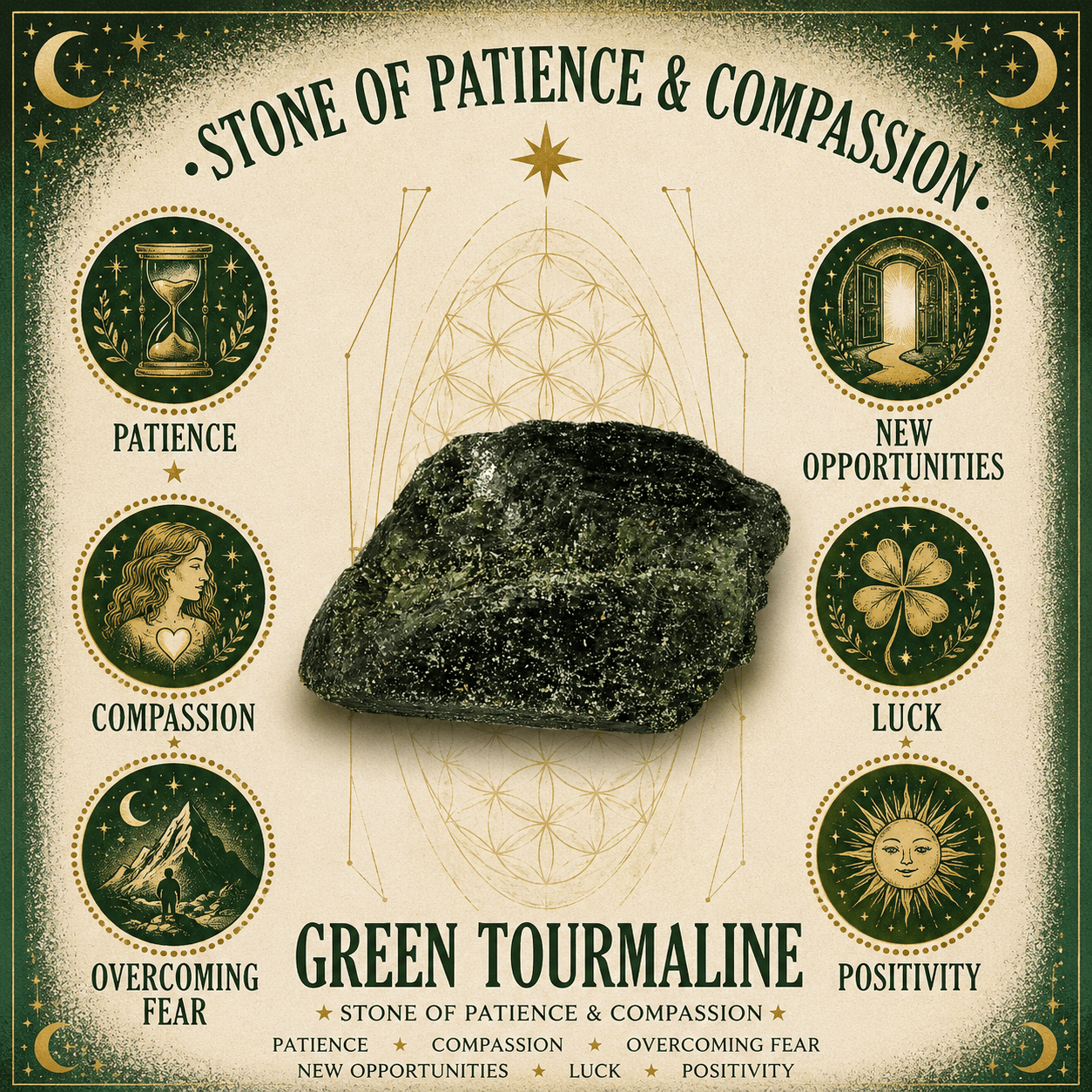 100g Green Tourmaline Natural Points