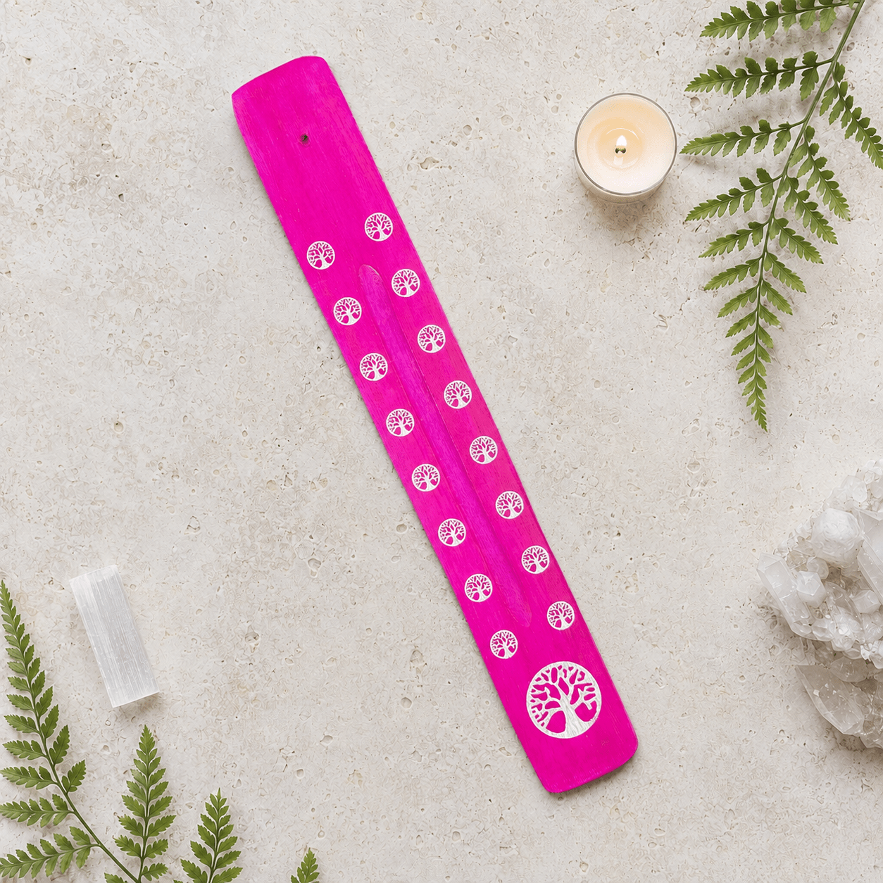 Wooden Incense Ash Catcher - Pink Tree