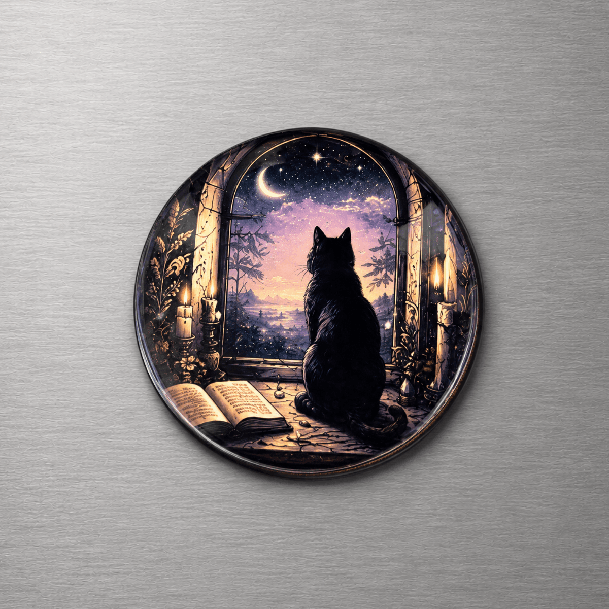 Black Cat 4cm Glass Magnet