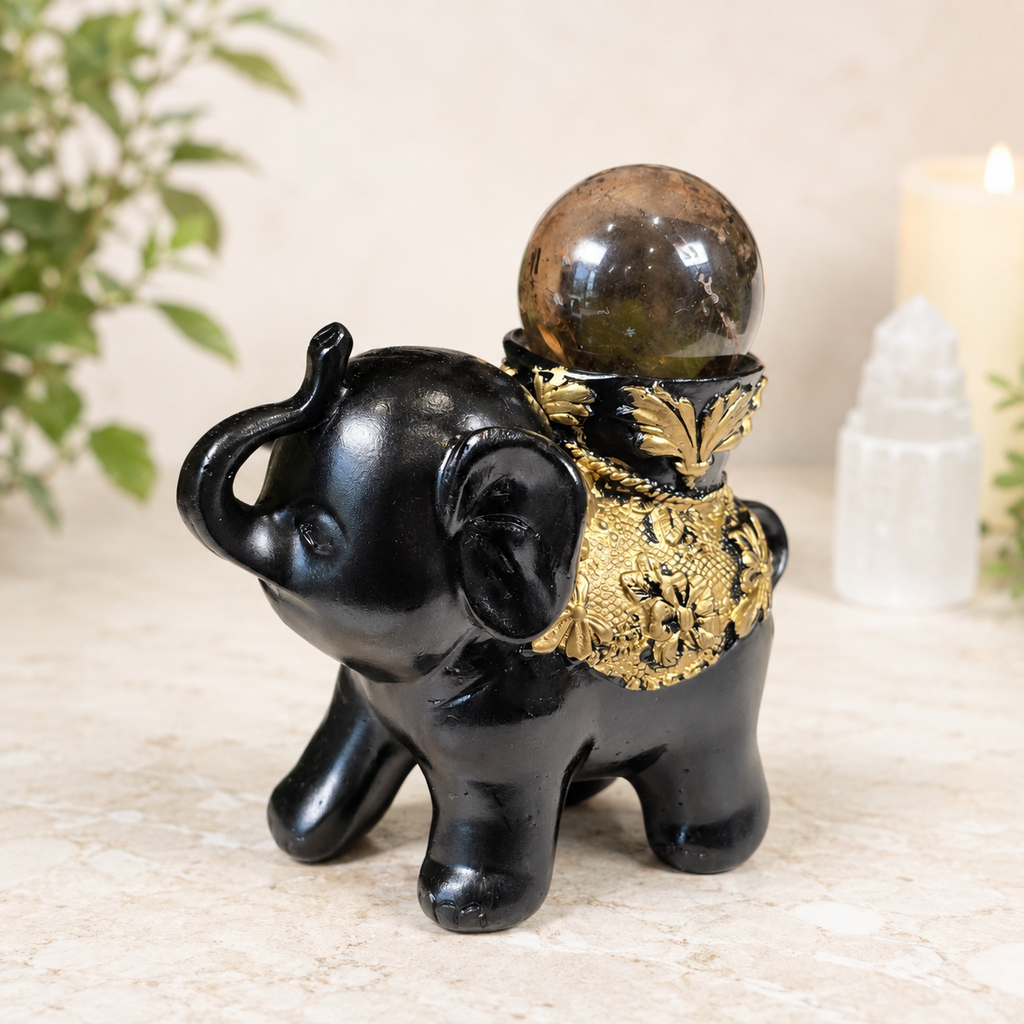 Black & Gold Elephant Sphere Stand