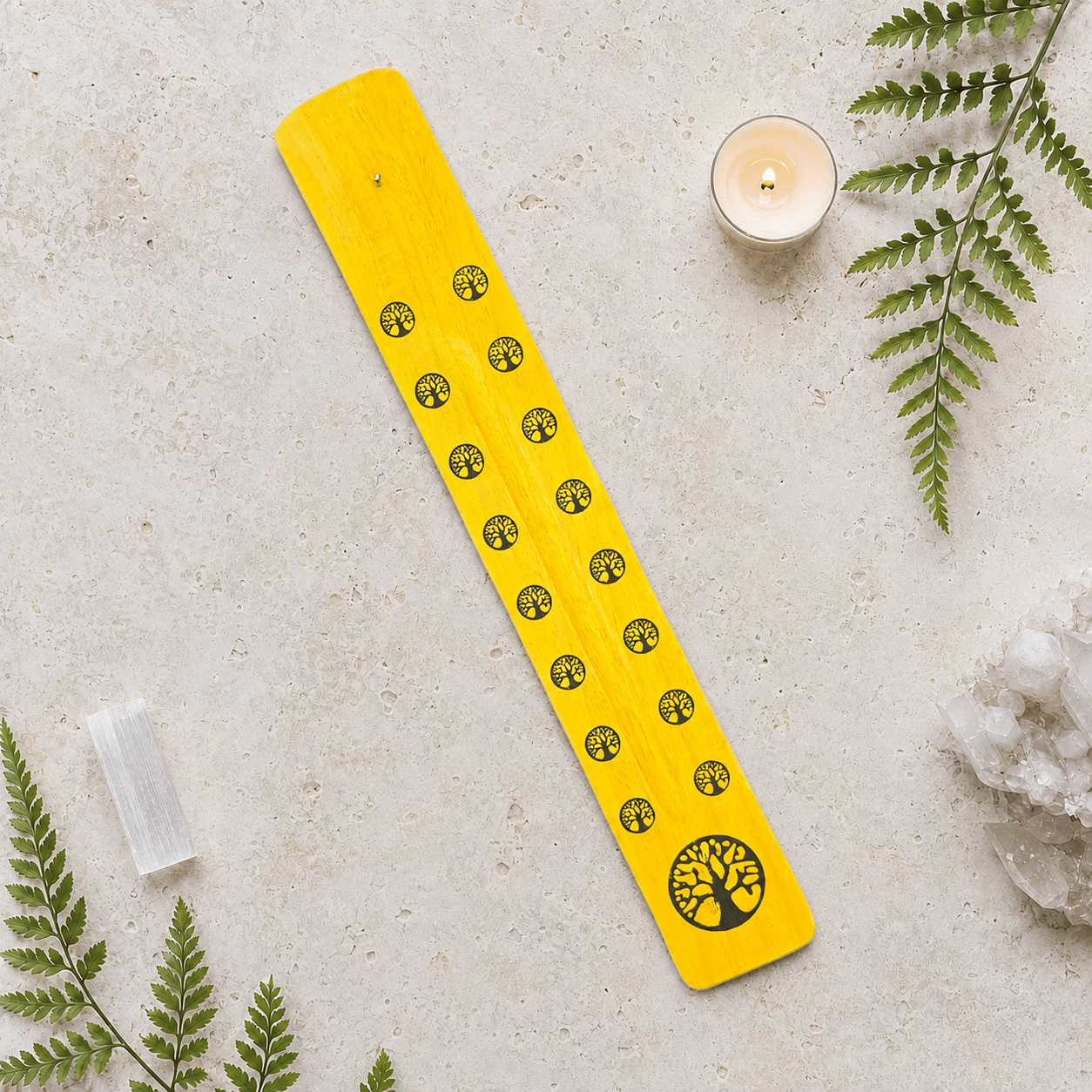 Wooden Incense Ash Catcher - Yellow Tree