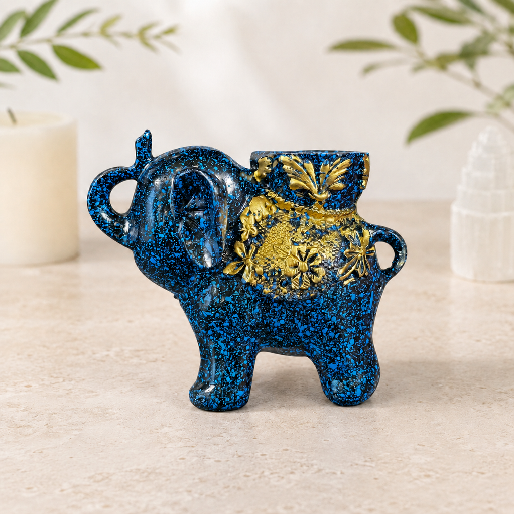Blue & Gold Elephant Sphere Stand