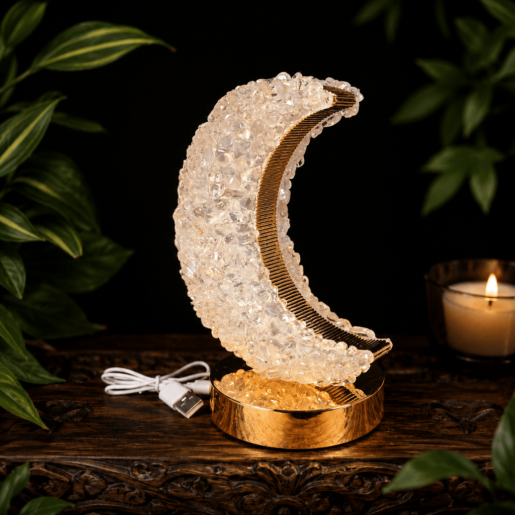 Clear Quartz Moon Touch Lamp