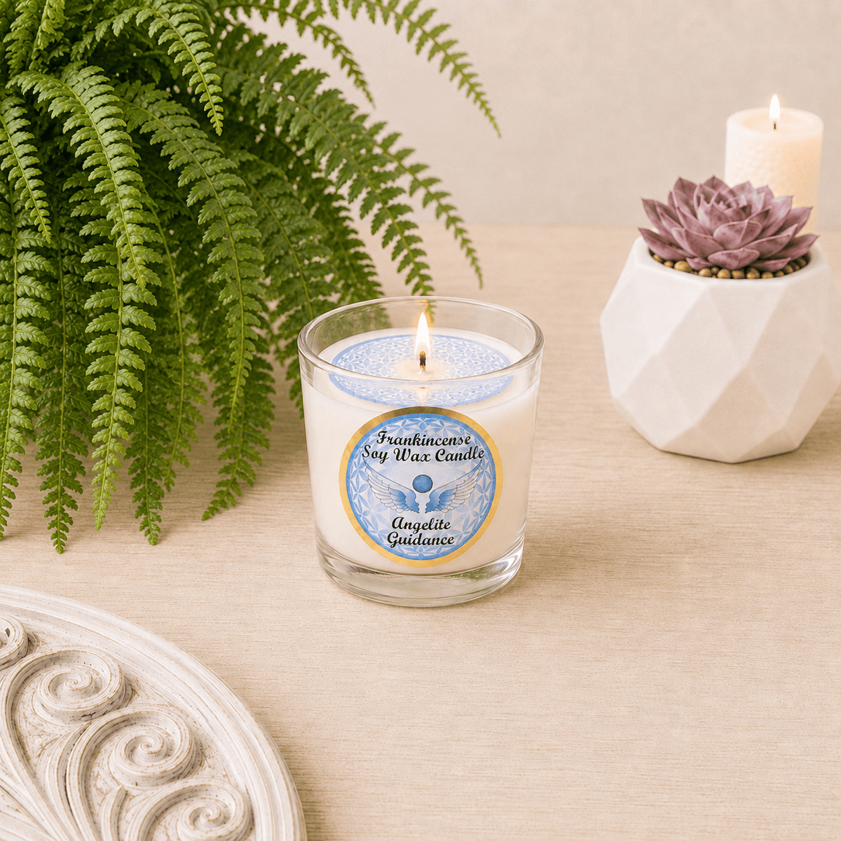Guidance - Angelite with Frankincense Soy Wax Tealight Candle
