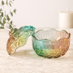 Rainbow Coloured Glass Dish with Lid