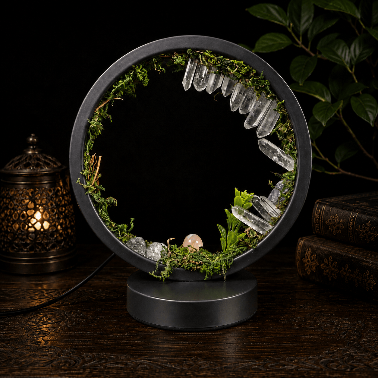 Clear Quartz, Fluorite & Mushroom LED Lamp