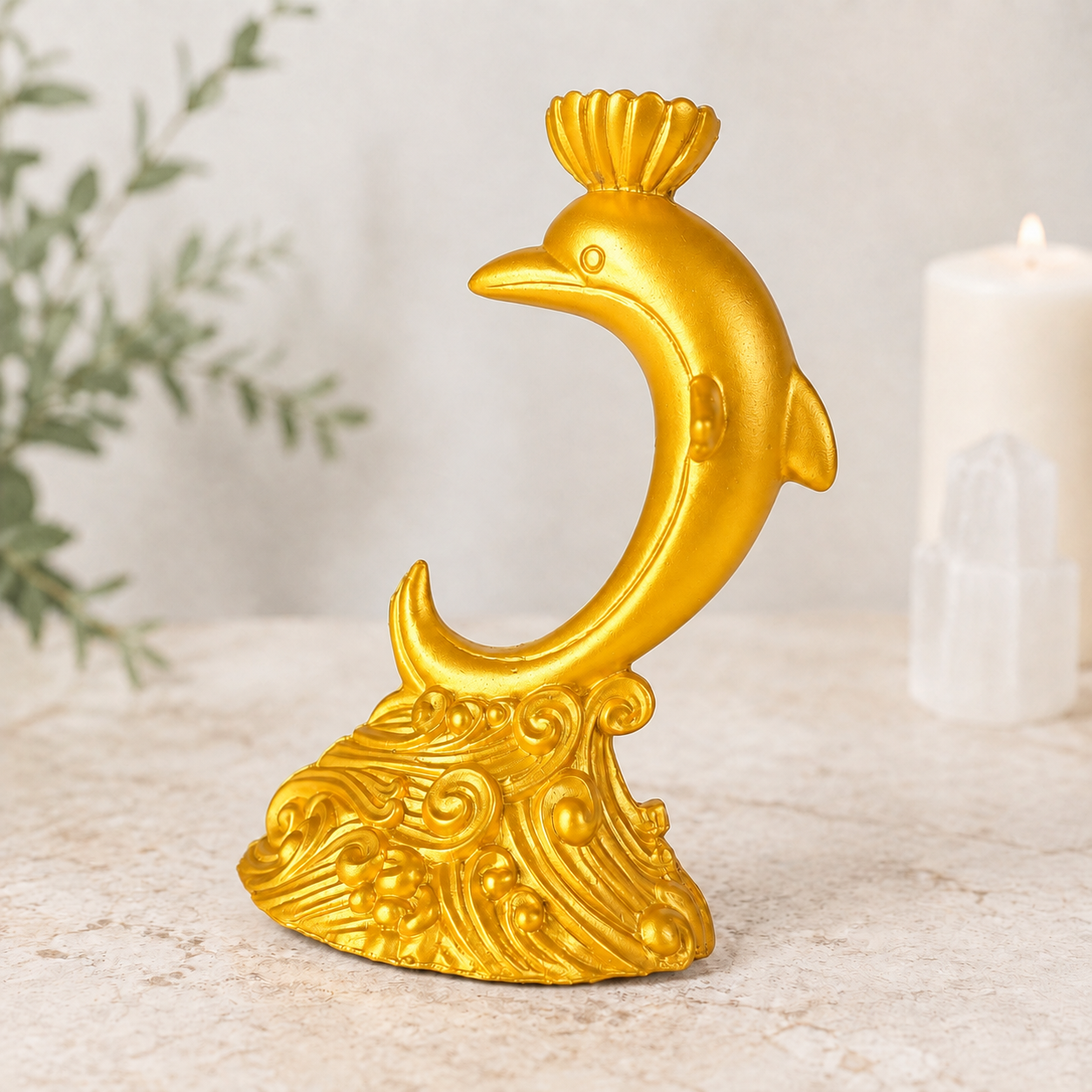 Gold Dolphin Sphere Stand