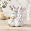 Mauve & White 9 Tail Fox Sphere Stand