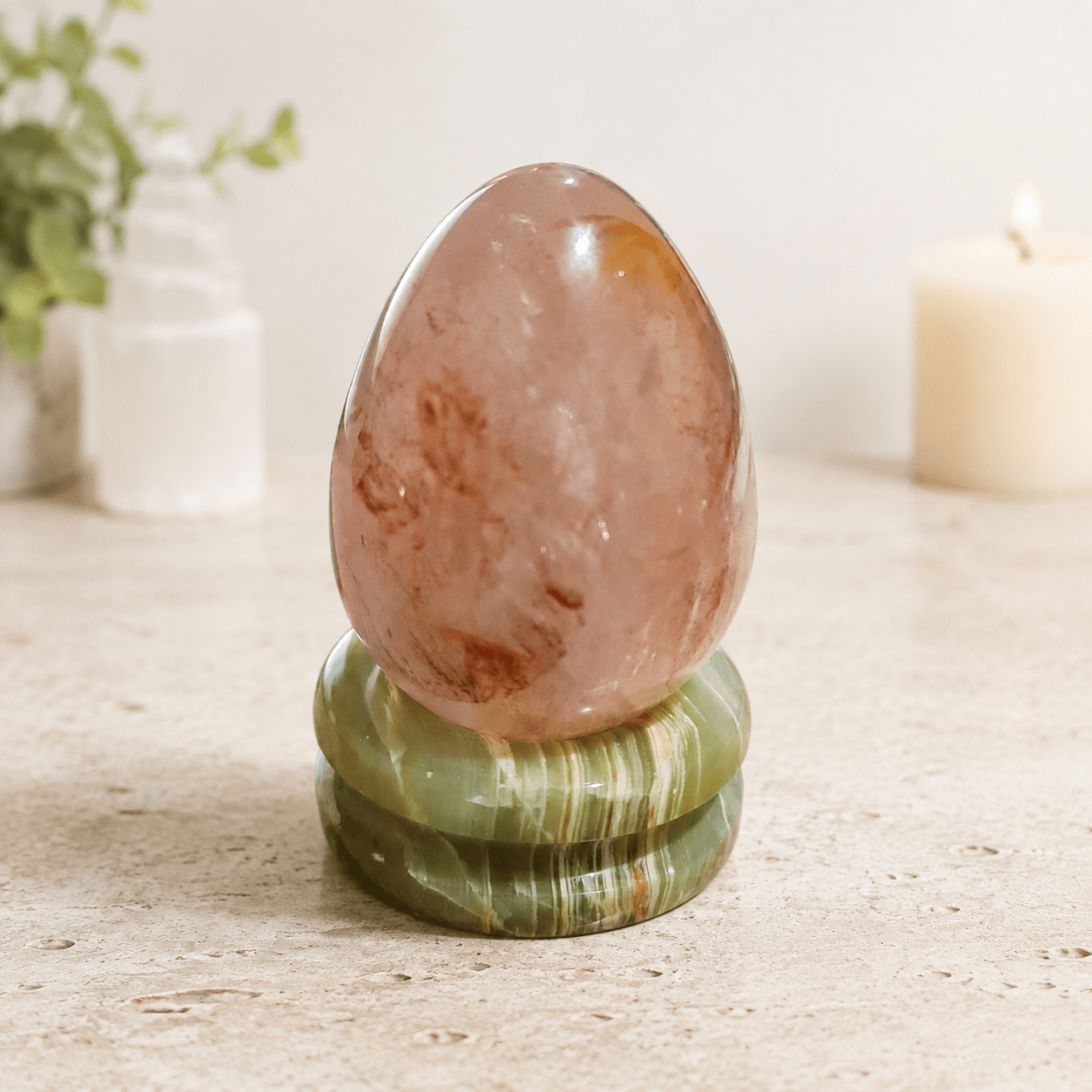 Green Banded Onyx Egg Stand