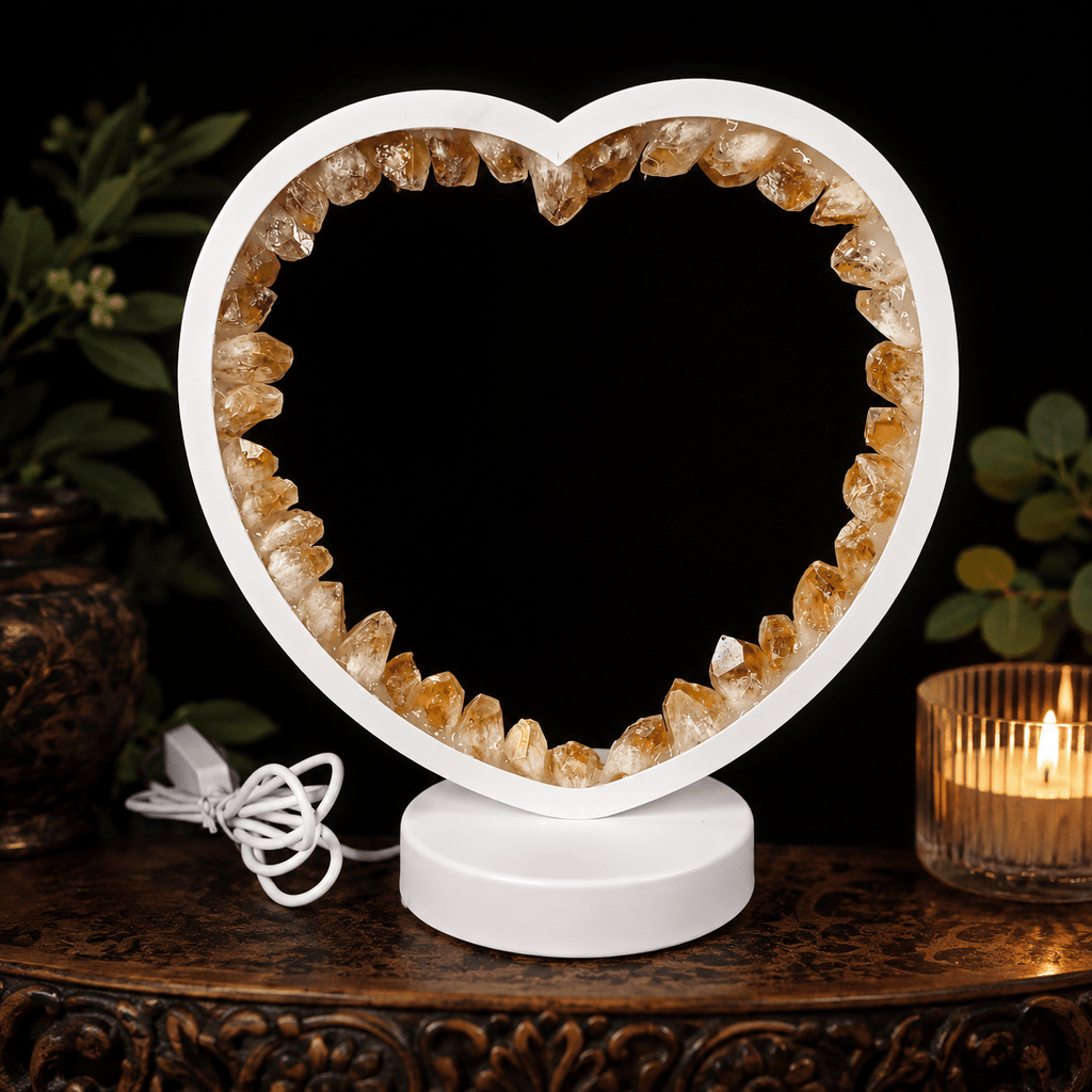Large Citrine Heart LED USB Lamp