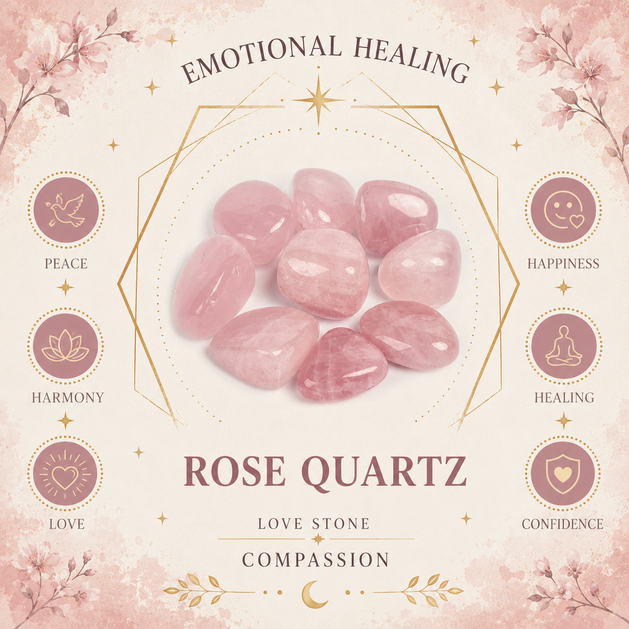 Rose Quartz Heart Shape Worry Stone (Thumb Stone)