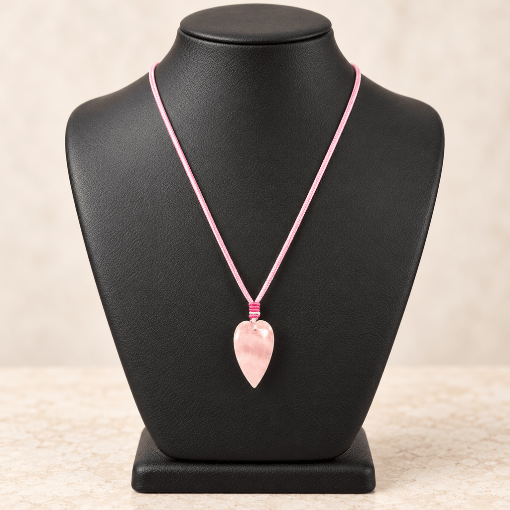 Rose Quartz 60cm Adjustable Heart Necklace