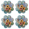 Set of 4 Blue Flower Ceramic Coasters