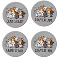 Set of 4 Grey Crazy Cat Lady Ceramic Coasters