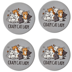 Set of 4 Grey Crazy Cat Lady Ceramic Coasters